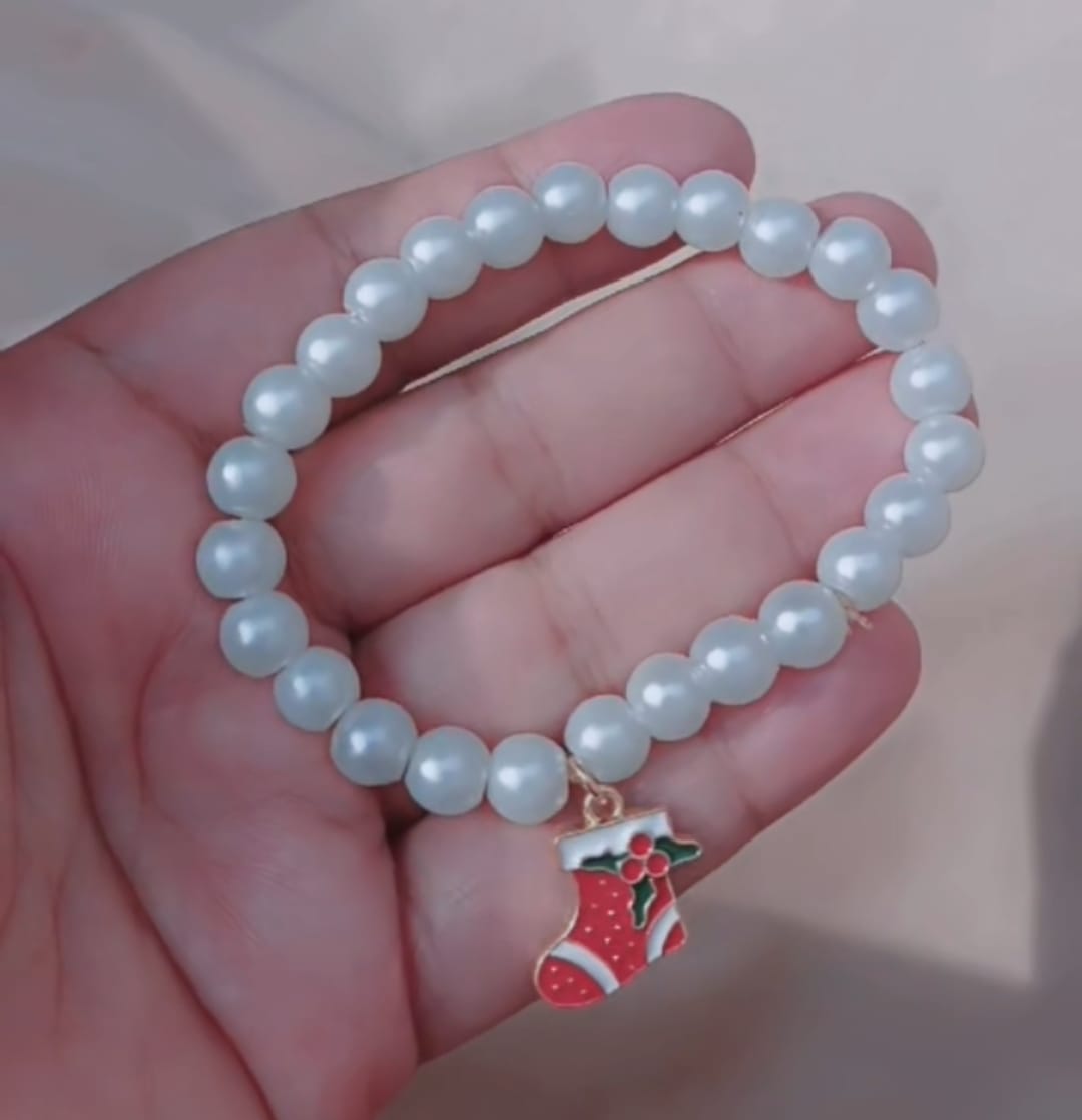 Beaded Bracelet with Stocking Charm