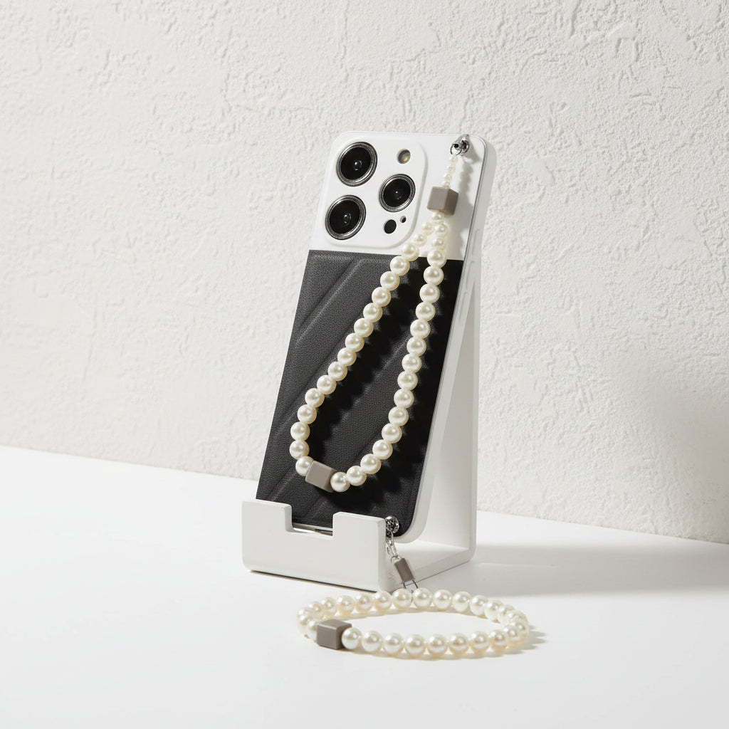 Monochrome Muse Pearl Phone Strap Wristlet