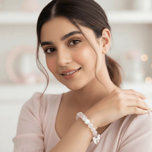 Charming Pink & White Bow Bracelet