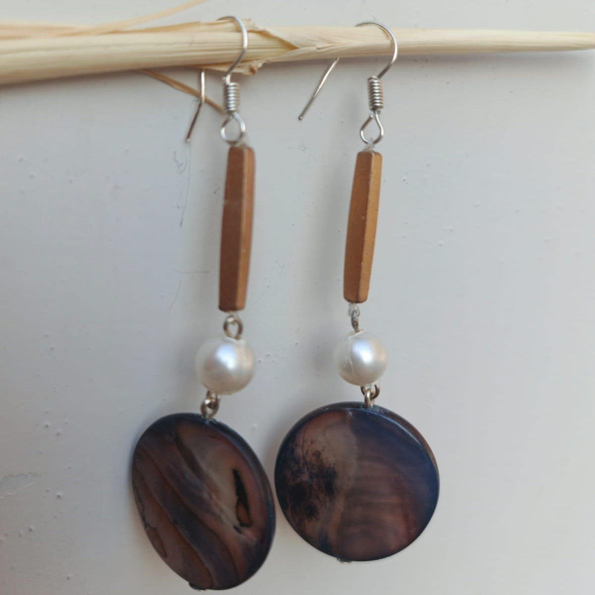 Ocean Marble Pearl Drop Earrings