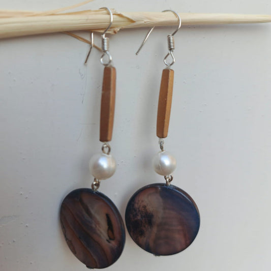 Ocean Marble Pearl Drop Earrings