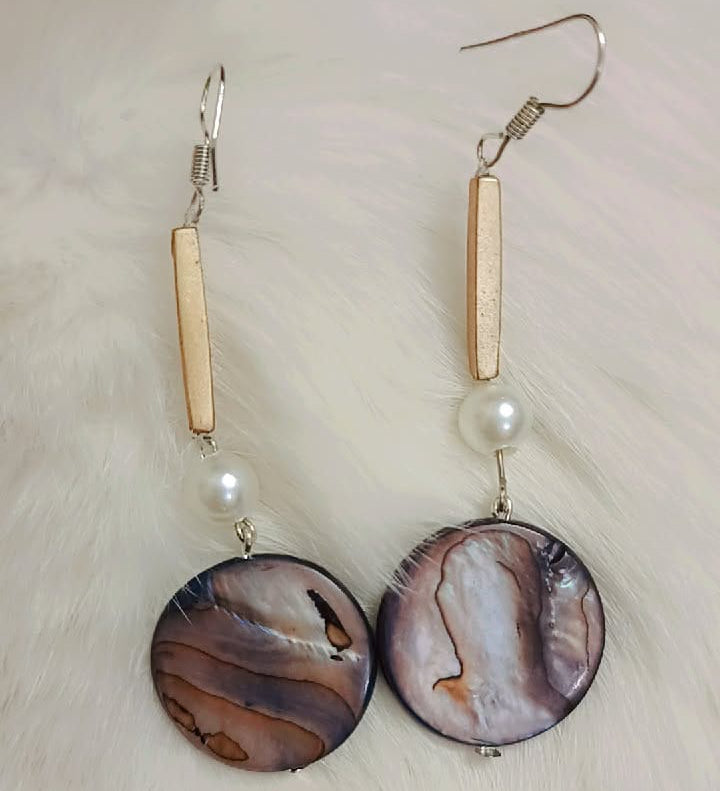 Ocean Marble Pearl Drop Earrings