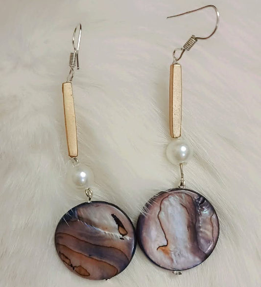 Ocean Marble Pearl Drop Earrings