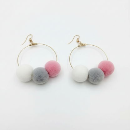 Pom pom Hoop Earrings