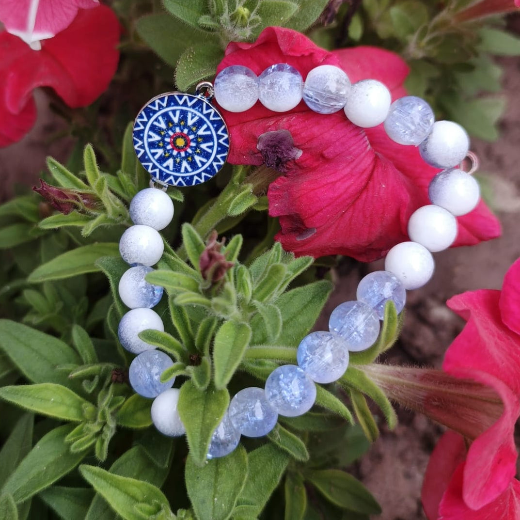 Inner Peace" Mandala Charm Beaded Bracelet