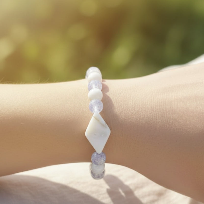 Blush Pink & Lavender Beaded Bracelet