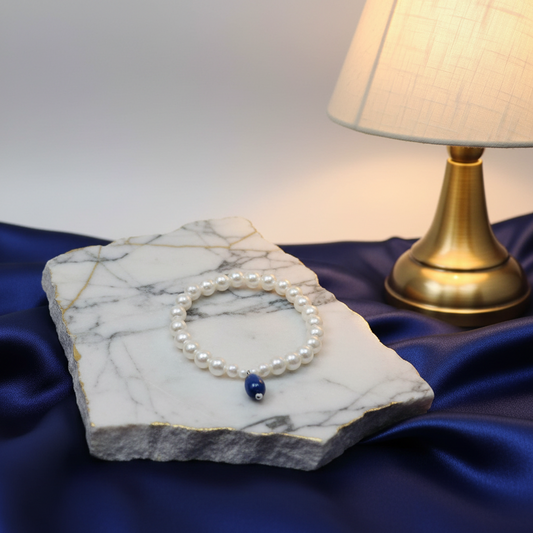 Indigo pearl drop Bracelet