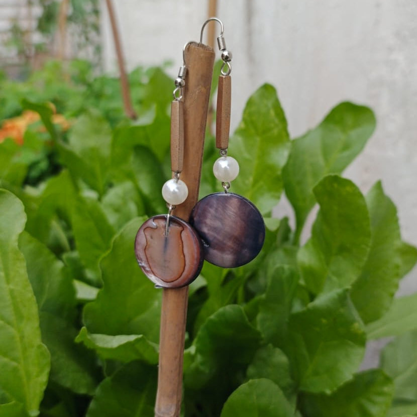 Ocean Marble Pearl Drop Earrings