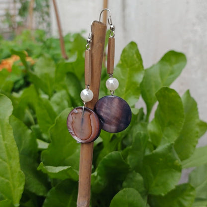 Ocean Marble Pearl Drop Earrings