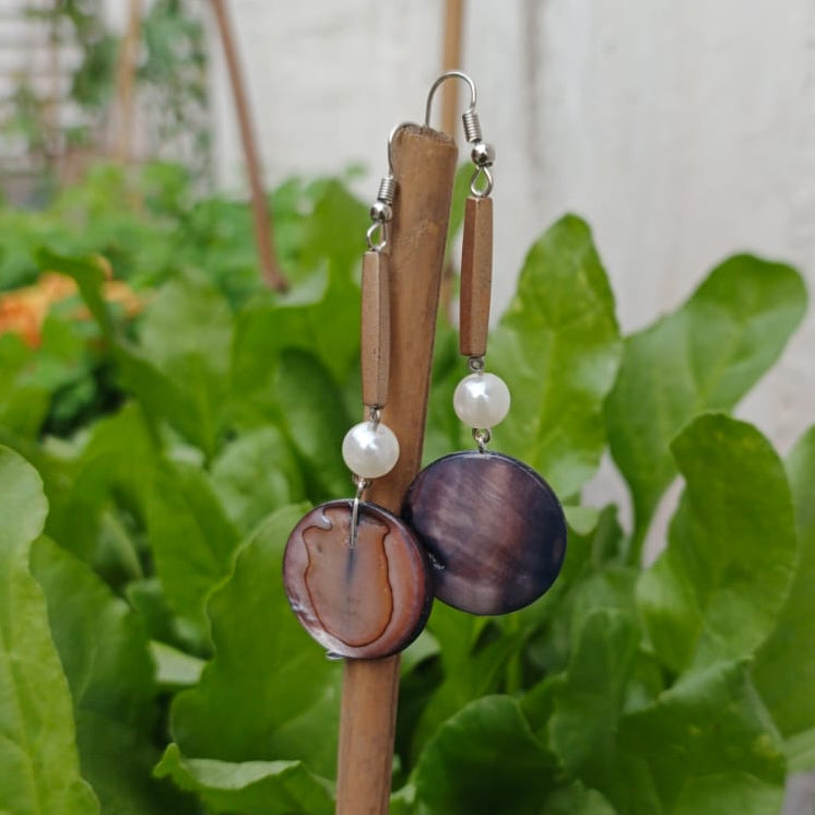 Ocean Marble Pearl Drop Earrings