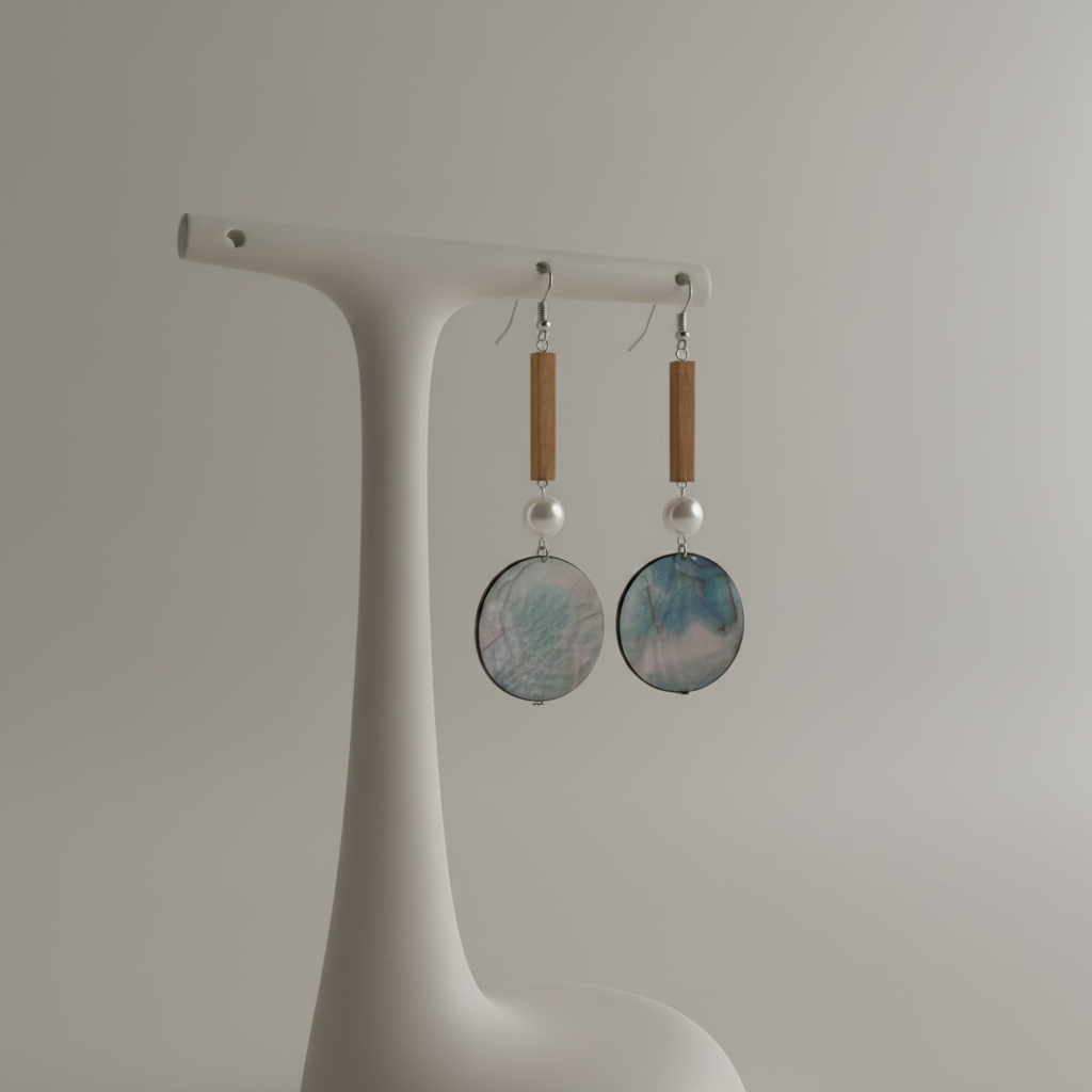 Ocean Marble Pearl Drop Earrings