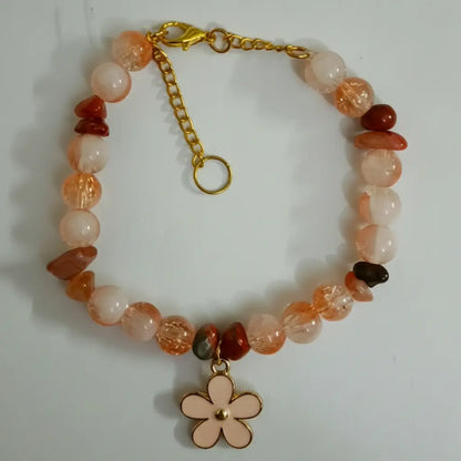 Sunset Peach Beaded Charm Bracelet
