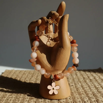 Sunset Peach Beaded Charm Bracelet
