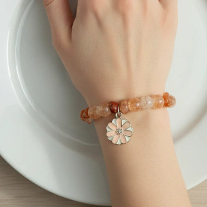 Sunset Peach Beaded Charm Bracelet