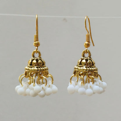 Traditional Gold-Plated Mini Dome Jhumka Earrings with Cluster Beads