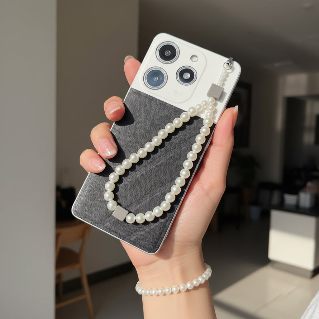 Monochrome Muse Pearl Phone Strap Wristlet