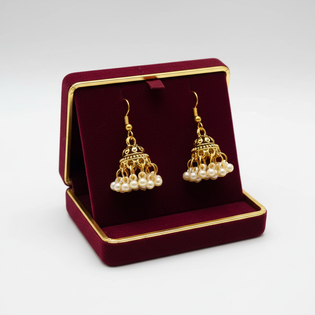 Traditional Gold-Plated Mini Dome Jhumka Earrings with Cluster Beads