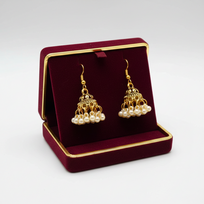 Traditional Gold-Plated Mini Dome Jhumka Earrings with Cluster Beads