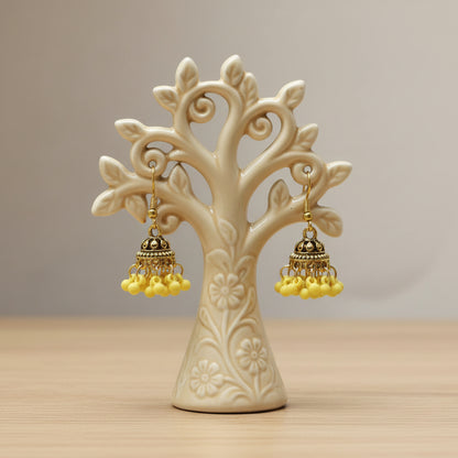 Traditional Gold-Plated Mini Dome Jhumka Earrings with Cluster Beads