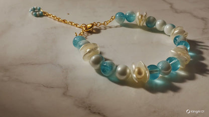Azure Blossom Crystal & Pearl Bracelet