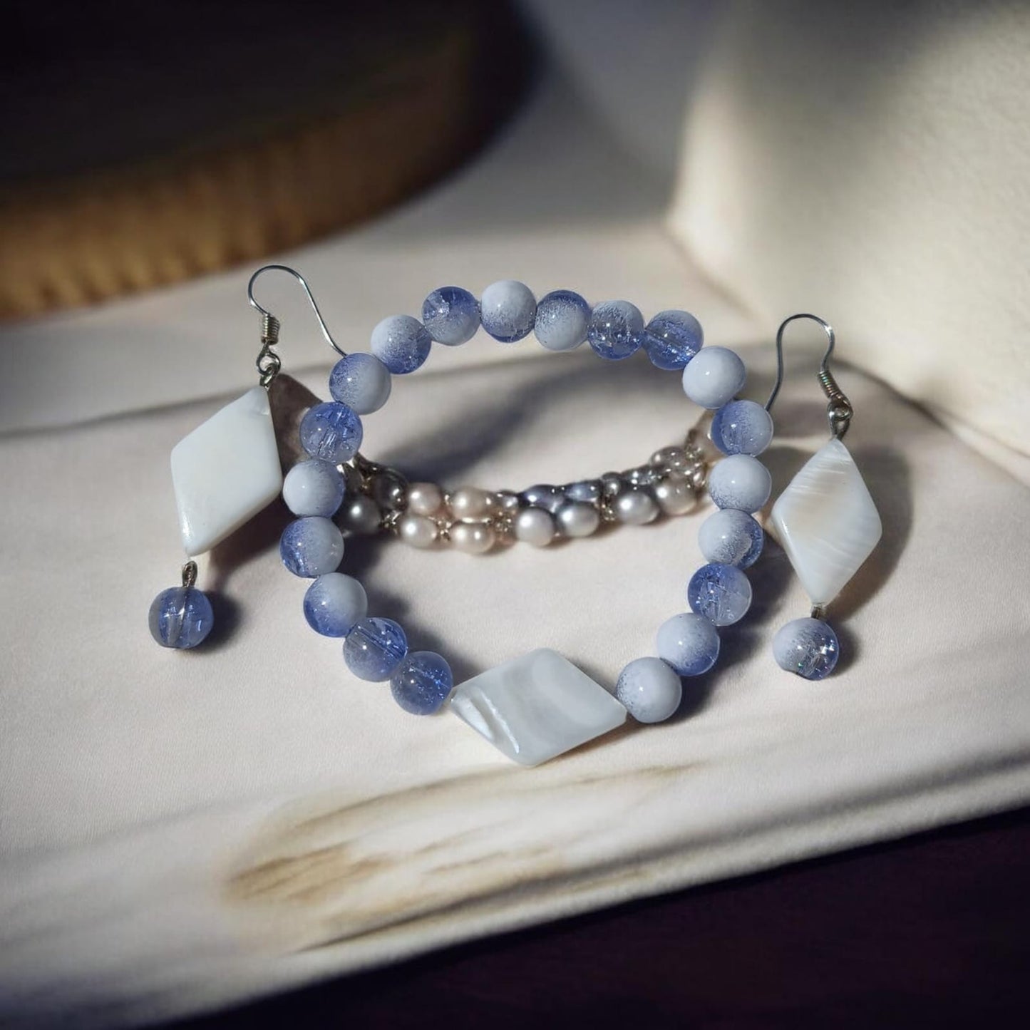 Blush Pink & Lavender Beaded Jewelry Set